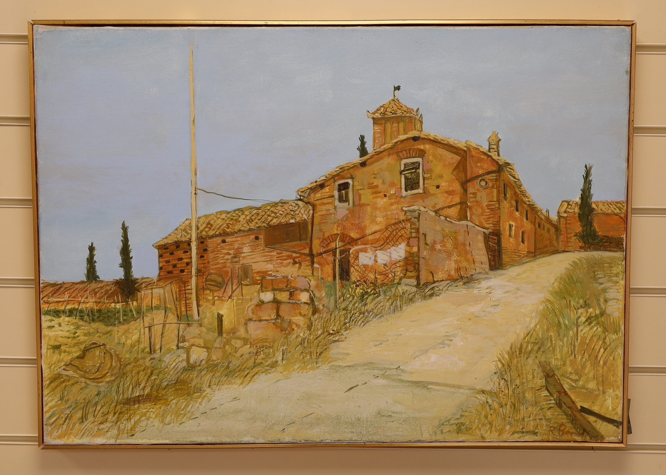 Richard Beer (1893-1959), oil on canvas, Italian hillside houses, signed, 50 x 71cm
